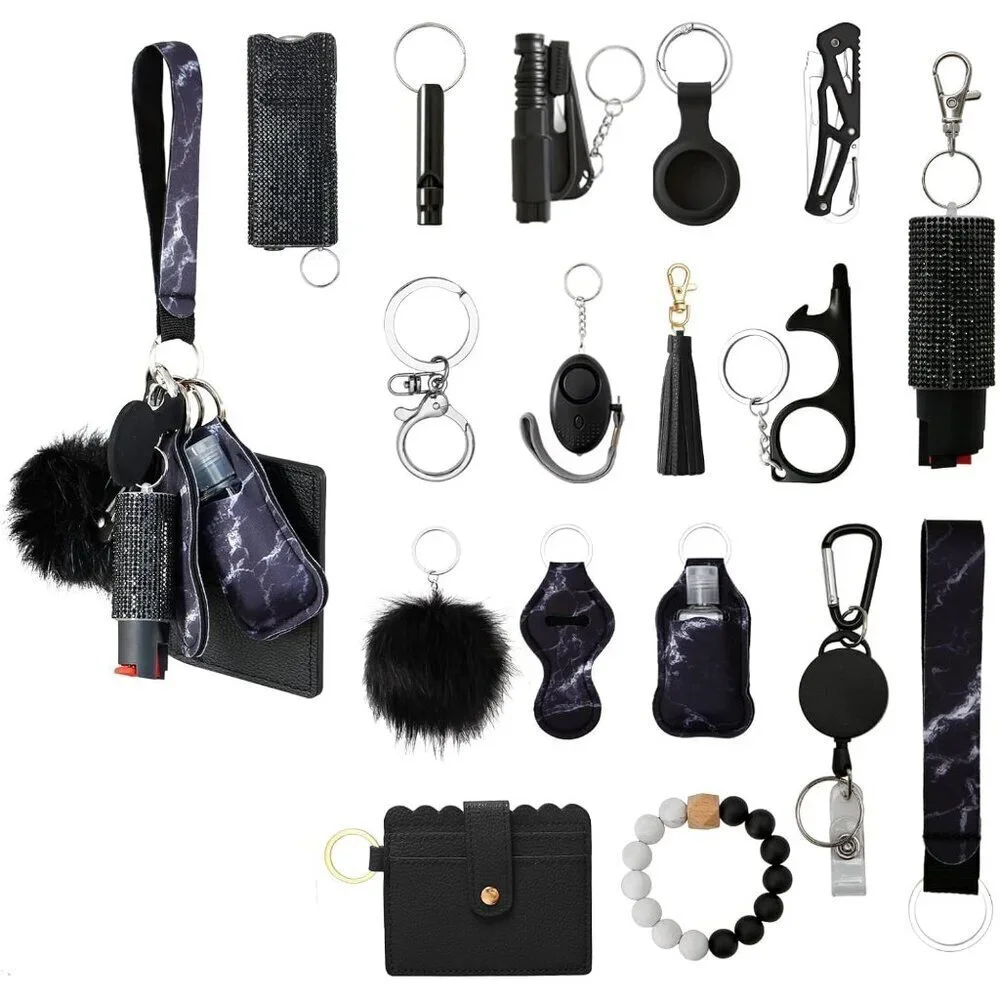Wristlet Keychain Set with Wallet Card Holder Bottle Opener for Women